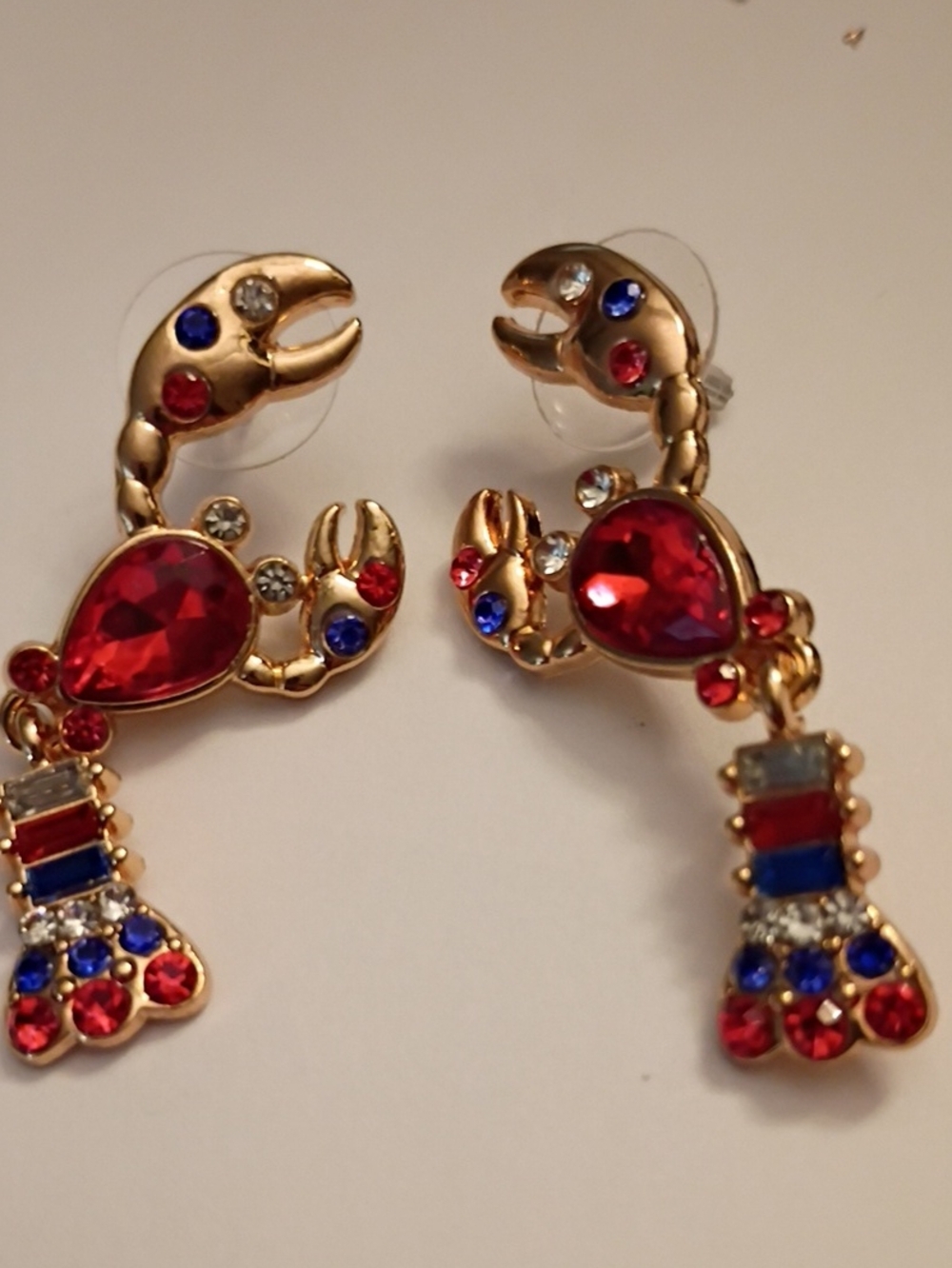 Sale Gold-Tone Red Crystal Lobster Drop Earrings - Women Jewelry